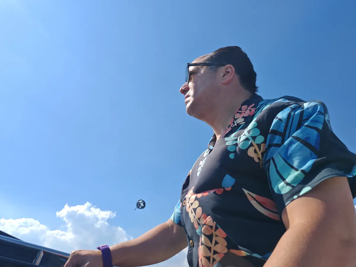 Gustavo Morales, owner of the 1986 Wellcraft Scarab 38KV Miami Vice Edition, at TNT Marine Center, Miami