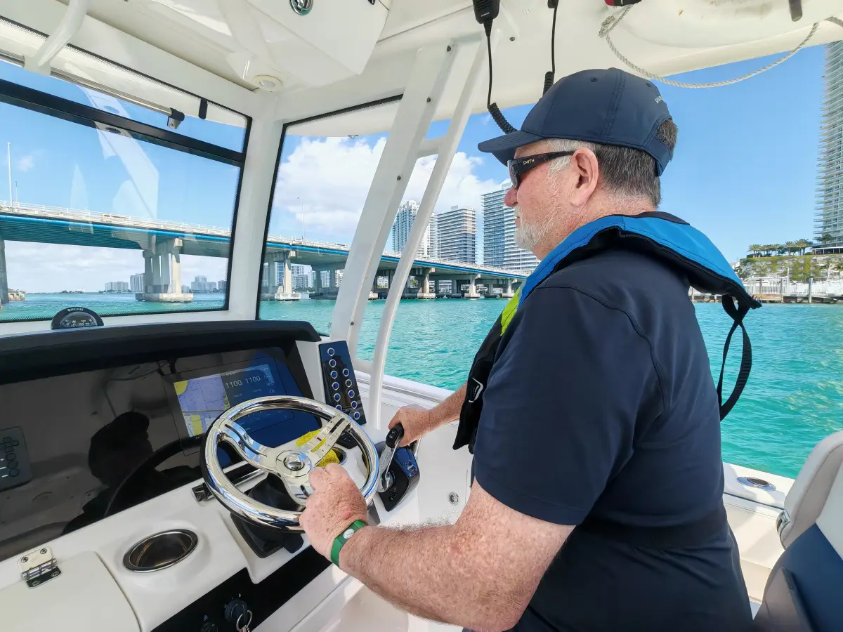 Sharrow Marine application engineer Eric Olson at Miami Beach Marina