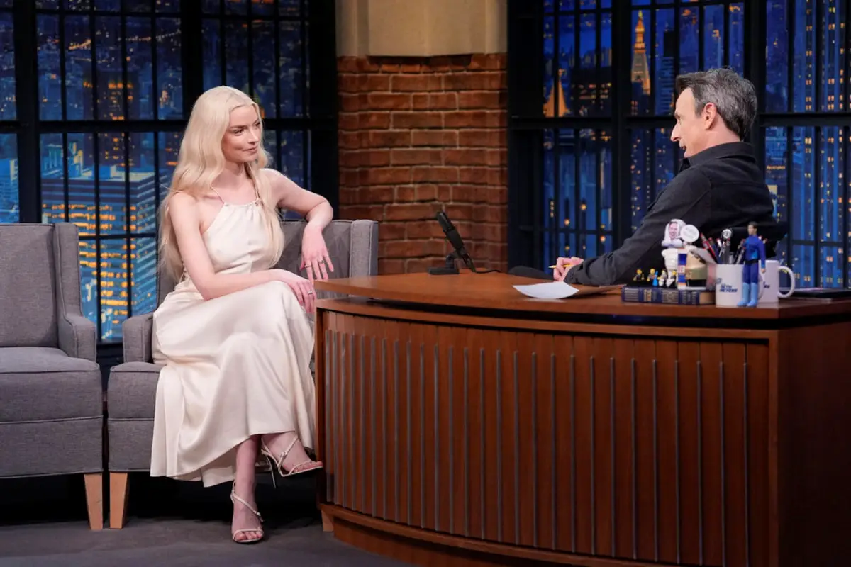 Anya Taylor-Joy during her interview with host Seth Meyers