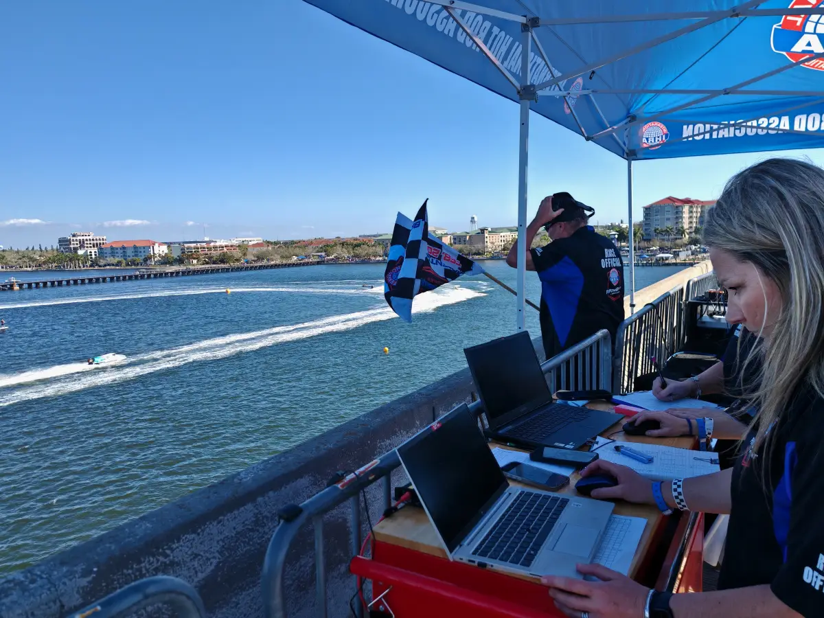 IHRA F1 Powerboat Series race control at Bradenton, February 2026