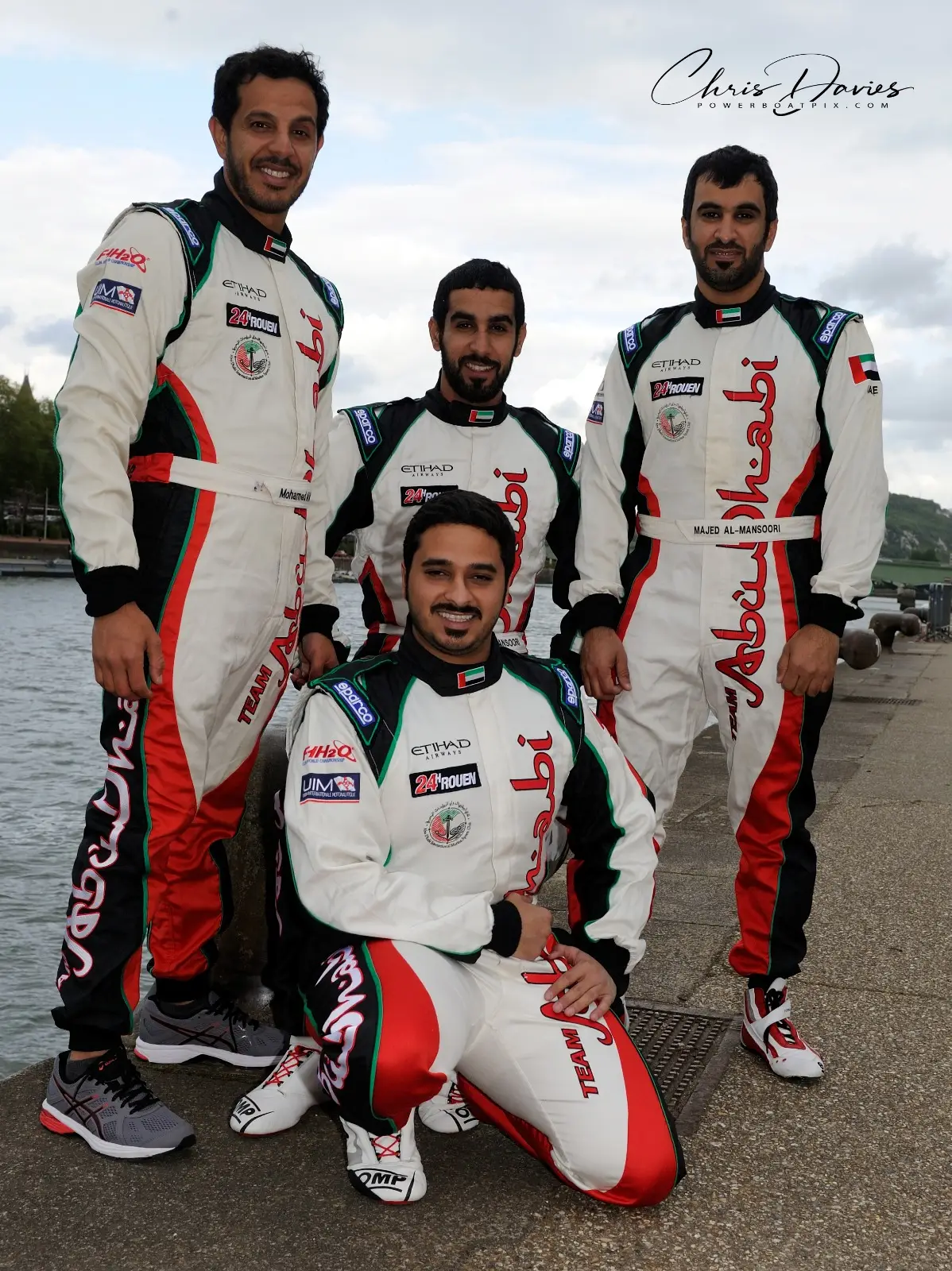Majed Al Mansoori with Team Abu Dhabi team-mates at Rouen, France, 2019