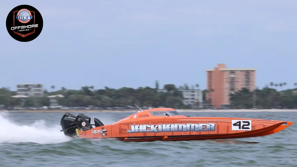 Reese Langheim and Julian Maldonado, Jackhammer, winners of Factory Stock at the 2026 Monster Energy St. Pete Powerboat Grand Prix