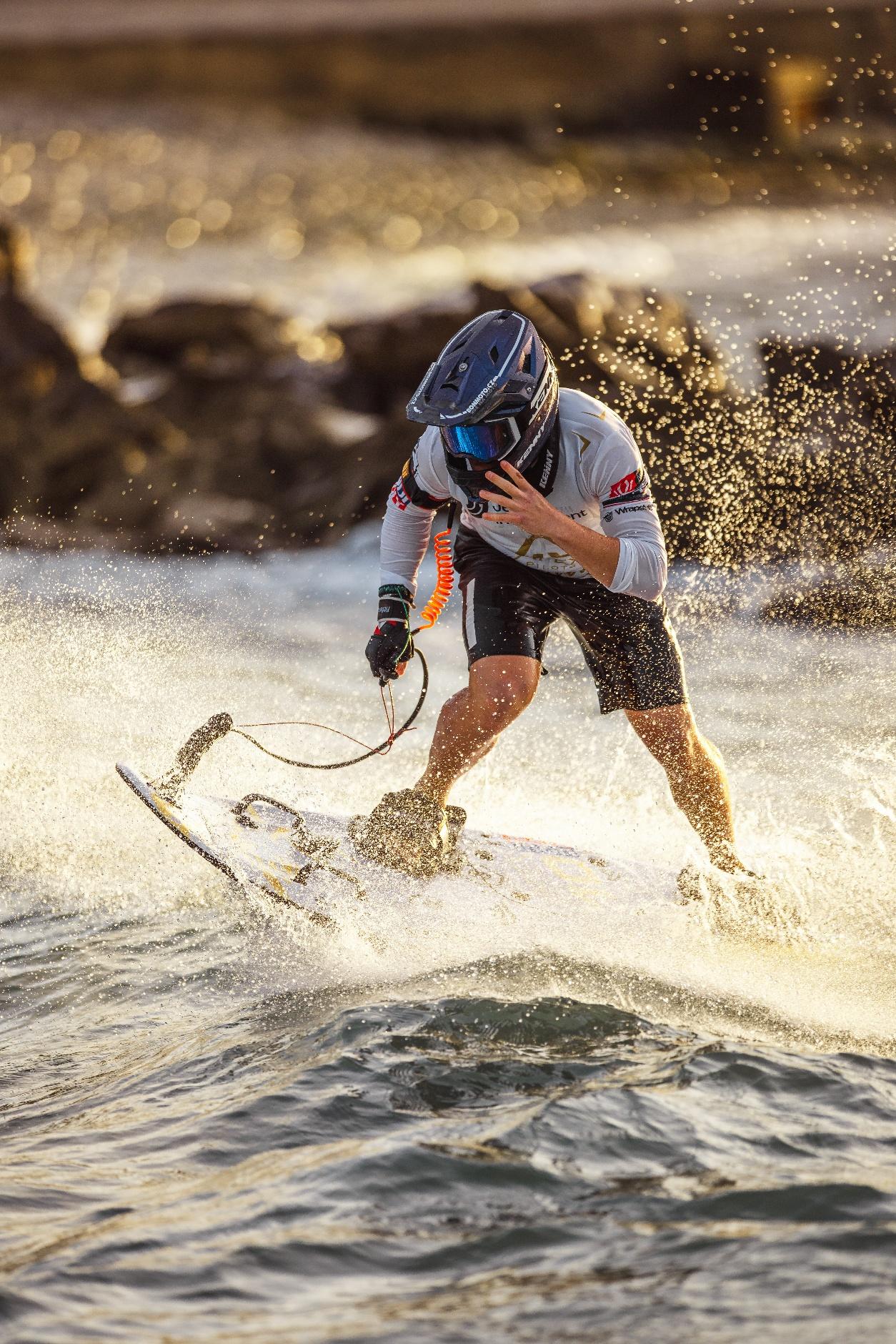MotoSurf category gold: a MotoSurf rider in action amid spray at Zadar, Croatia