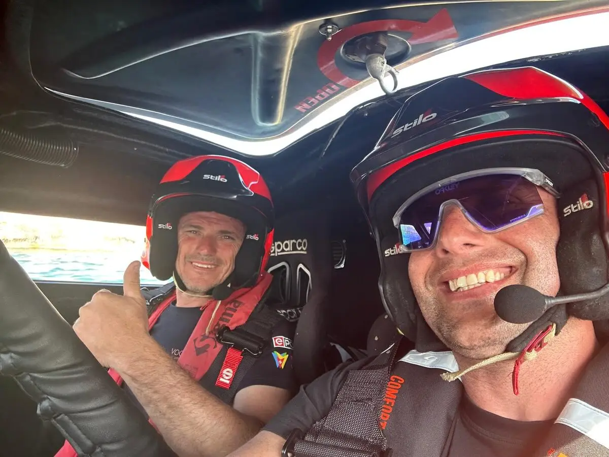 Aaron Ciantar with Malta Prime Minister Robert Abela at the VOOMQUEST UIM Pleasure Navigation World Championship, Malta 2026