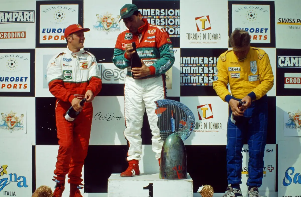 Guido Cappellini on the podium at the 1998 Grand Prix del Mediterraneo, Cagliari