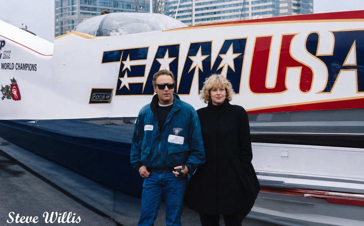 Don Johnson and Melanie Griffith at Atlantic City in 1989 at the APBA World Championships debut of Team USA