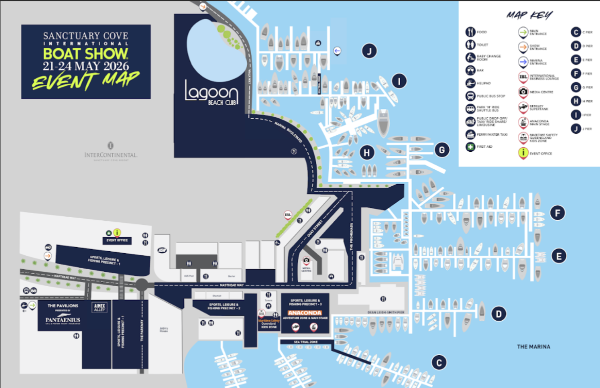 Sanctuary Cove International Boat Show 2026 venue map, Gold Coast Queensland