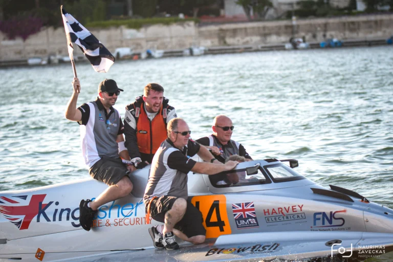 Matthew Palfreyman celebrates victory at the 2025 UIM F2 World Championship Grand Prix of Italy I at Brindisi