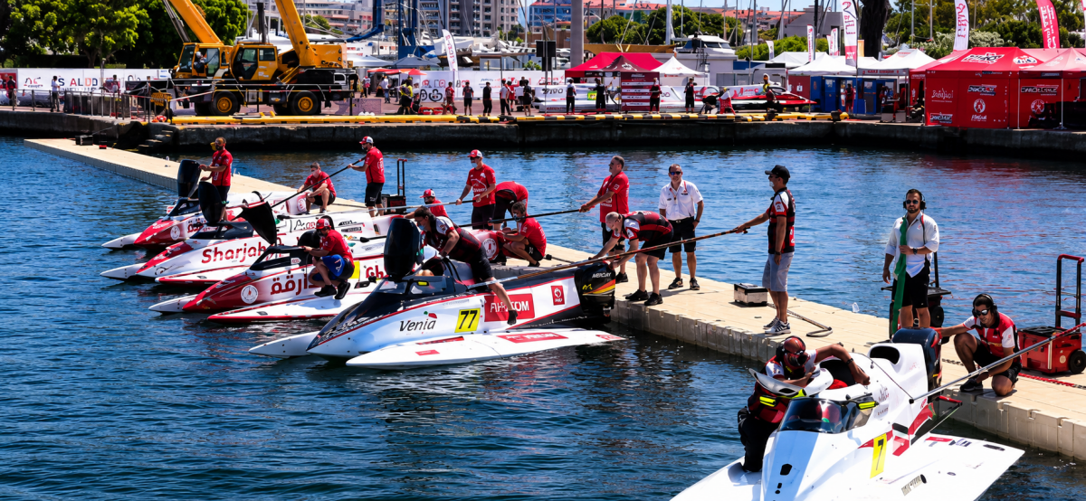 Q3 grid lined up on the pontoon, F1H2O Grand Prix of Italy 2026, Cagliari, Sardinia