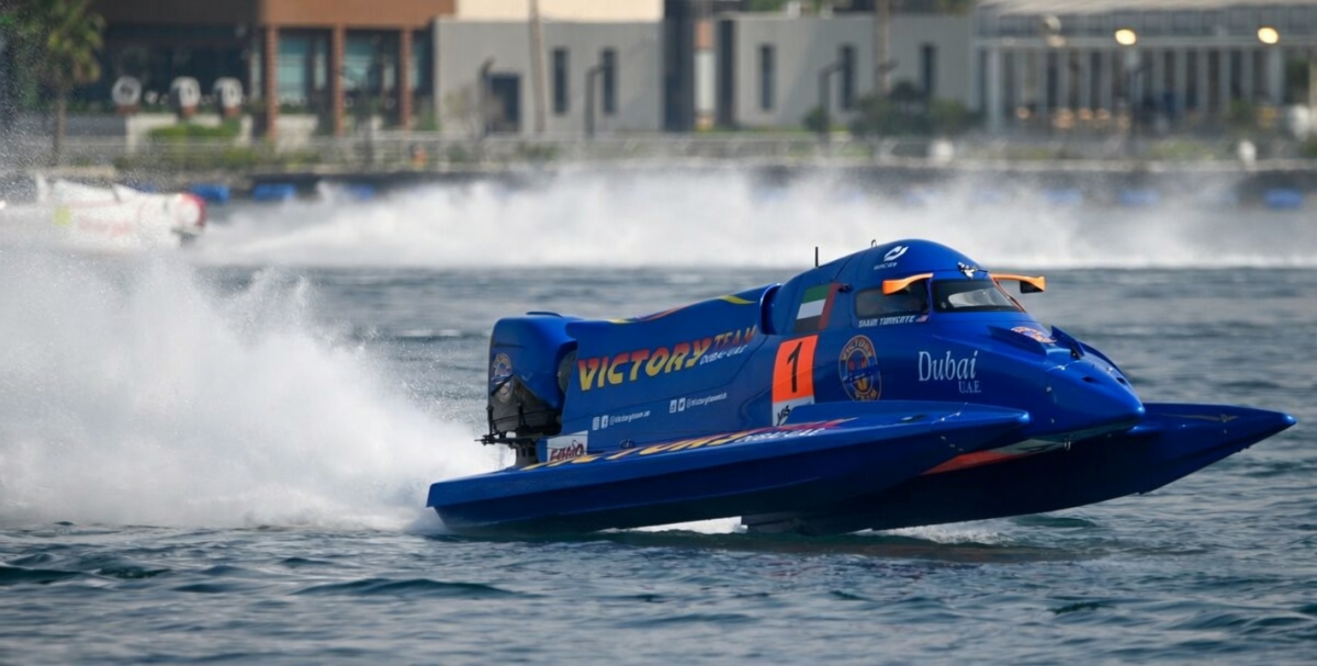 Shaun Torrente at the wheel of the Victory Team F1H2O boat