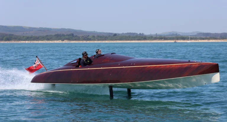 SpiritBARTech F35 foiling on the Solent during the inaugural Harmsworth Trophy electric challenge