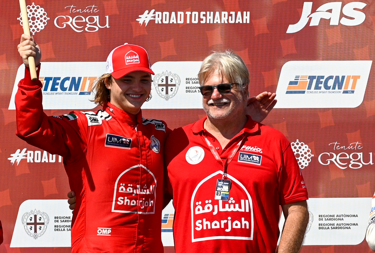 Stefan Arand and Scott Gillman on the podium at the Regione Sardegna Grand Prix of Italy 2026 in Cagliari