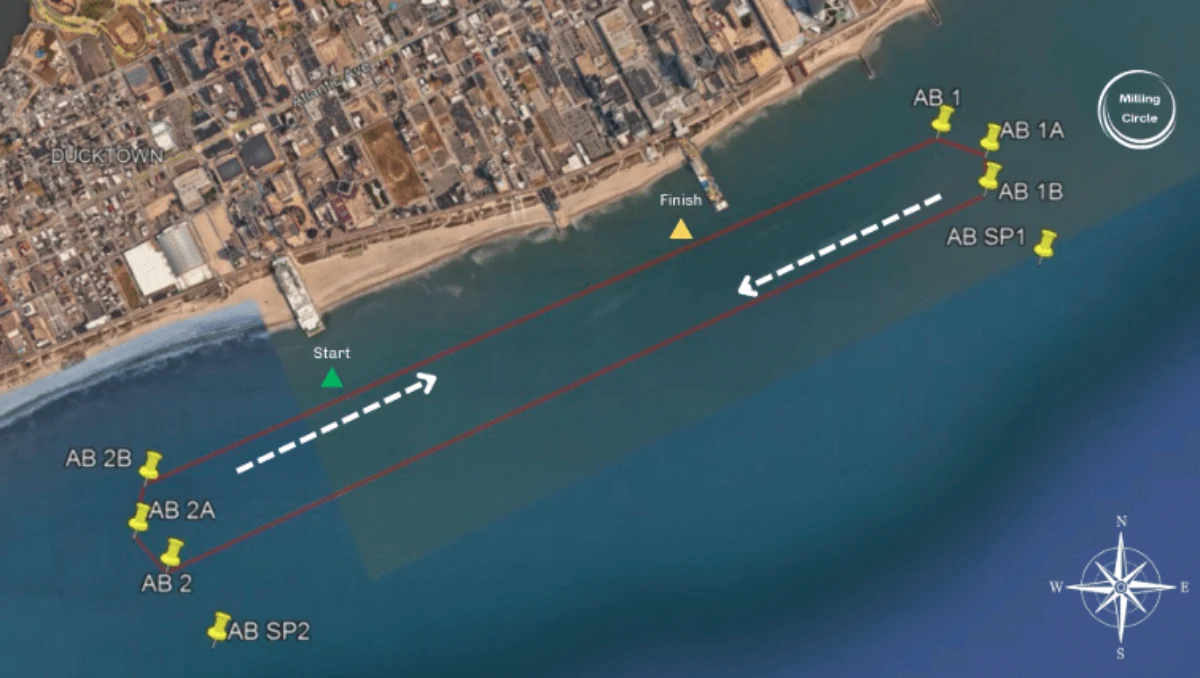 Atlantic City Sports Offshore Grand Prix 2026 race course map showing the 4-mile circuit off the New Jersey coastline