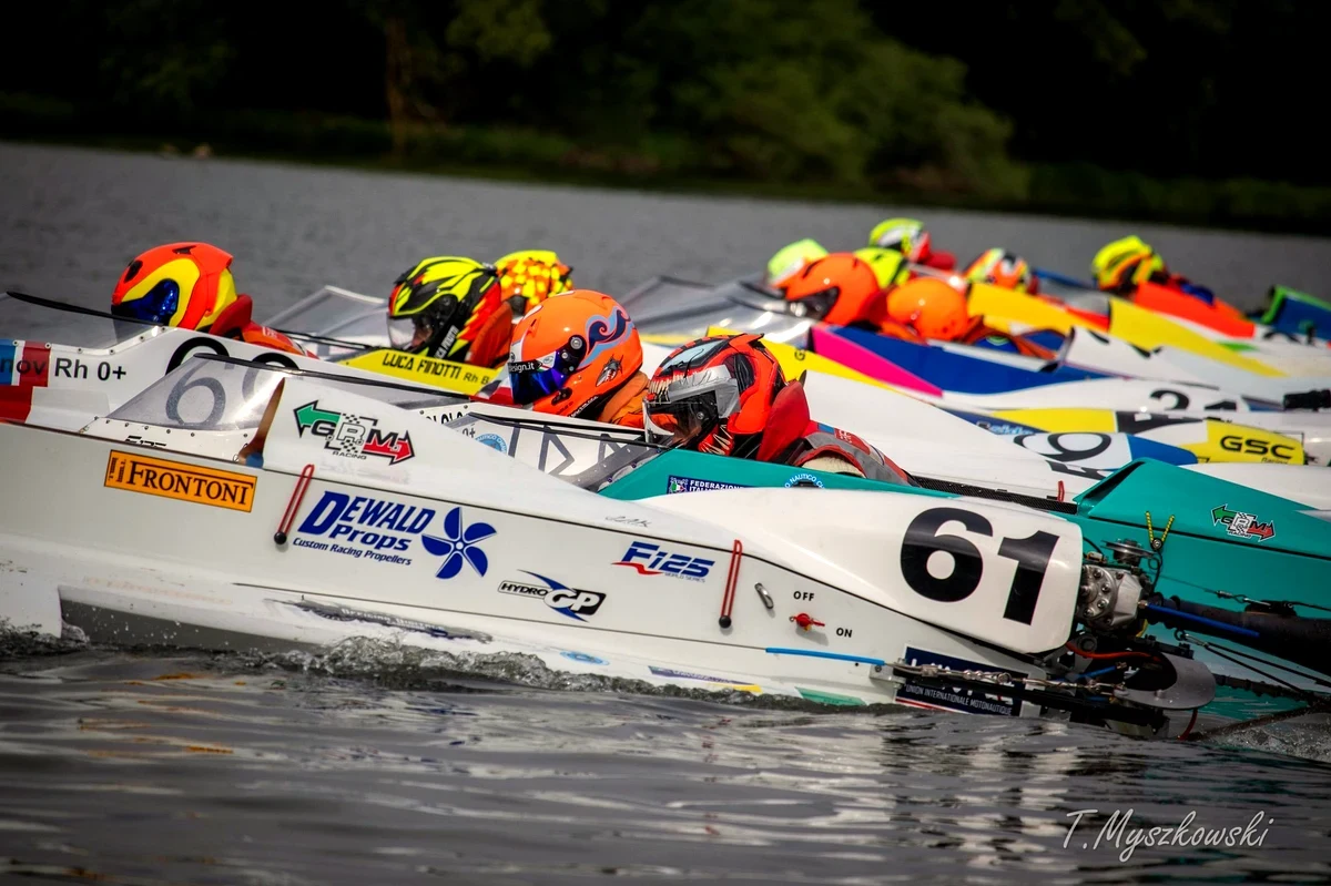 Gabriele Rossi number 61 leads the F-125 field at the start of Hydro GP Jedovnice 2026