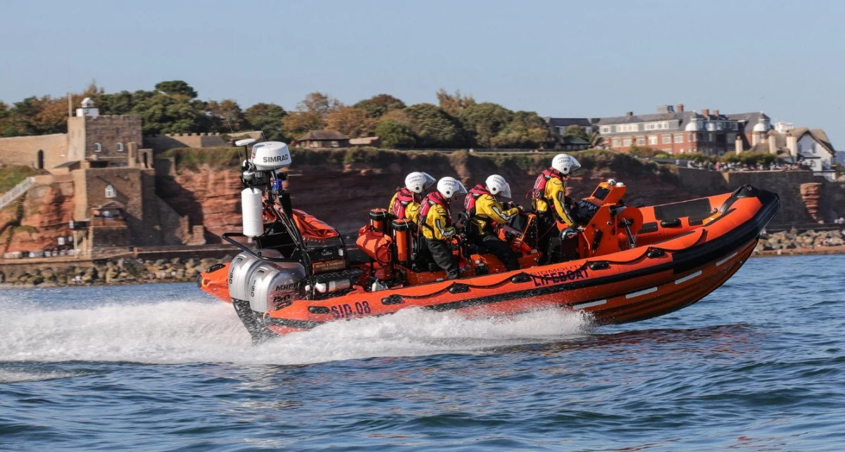 RNLI inshore lifeboat powered by a Mariner outboard