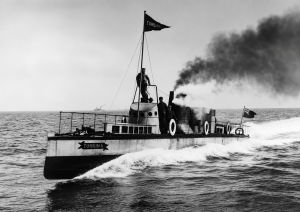 Turbinia at speed at Spithead, 1897 — Charles Parsons' turbine-powered vessel