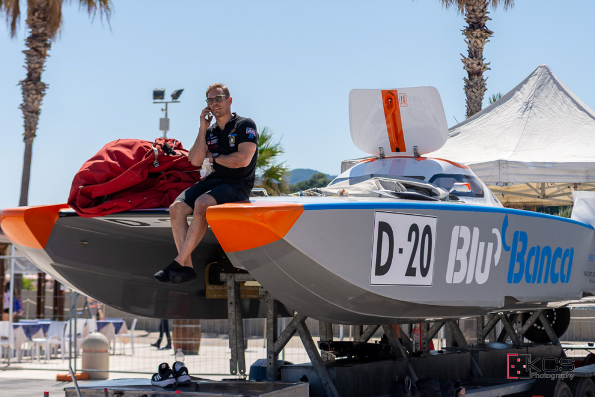 D20 Blu Banca on its trailer at Rodi Garganico after the team withdrew from Race 1 in protest at the four-stroke equivalency format