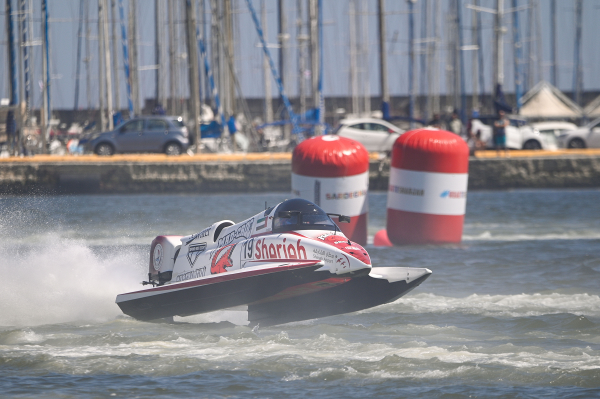 Grant Trask, Sharjah Team, boat number 19, racing at the Regione Sardegna Grand Prix of Italy 2026 in Cagliari