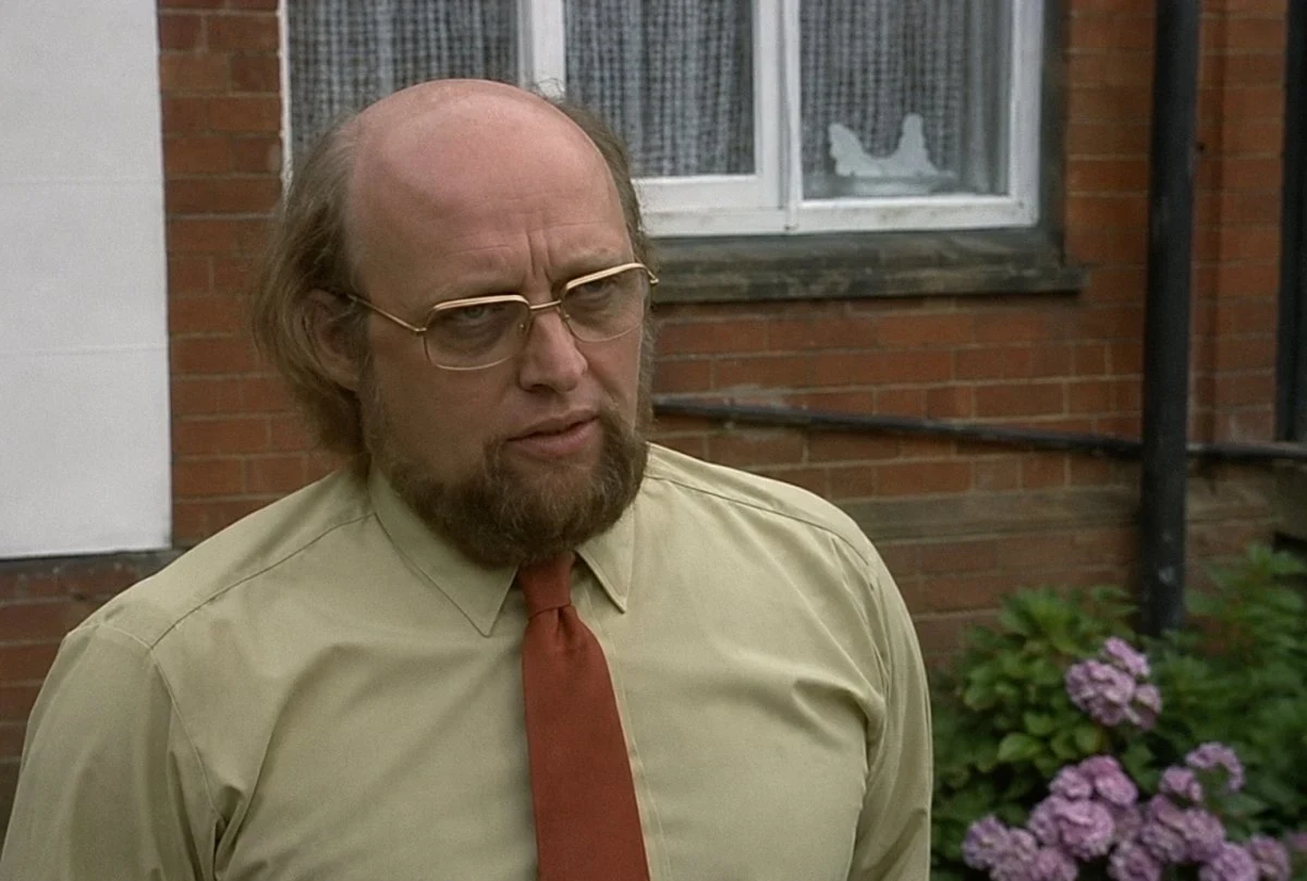Basil Wainwright outside his Redditch offices after Edmonds withdrew from the project, July 1981