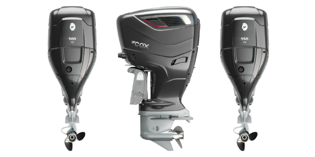 Cox Marine CXO300 and CXO350 V8 diesel outboards, 300hp and 350hp variants
