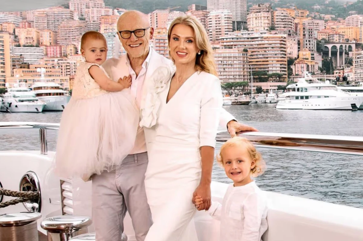 John Caudwell with his family on a yacht in Monaco harbour