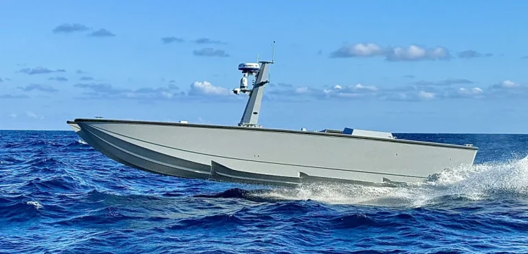 MARTAC T38 autonomous unmanned surface vehicle underway at sea