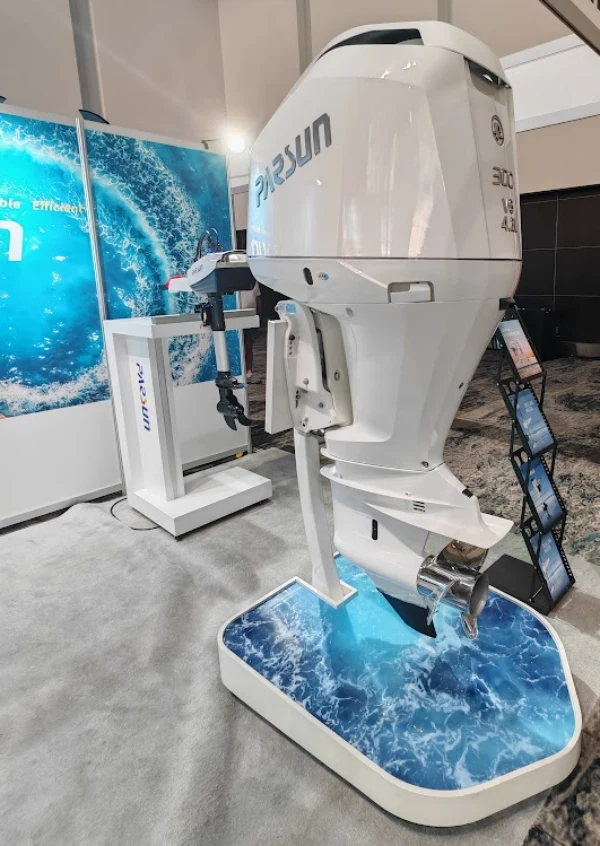 Parsun F300 V8 4.2-litre 300hp outboard engine on display at the Miami Boat Show