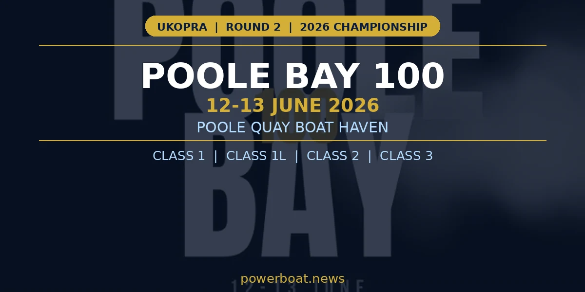 Poole Bay 100 2026 - UKOPRA Round 2, 12-13 June, Poole Quay Boat Haven
