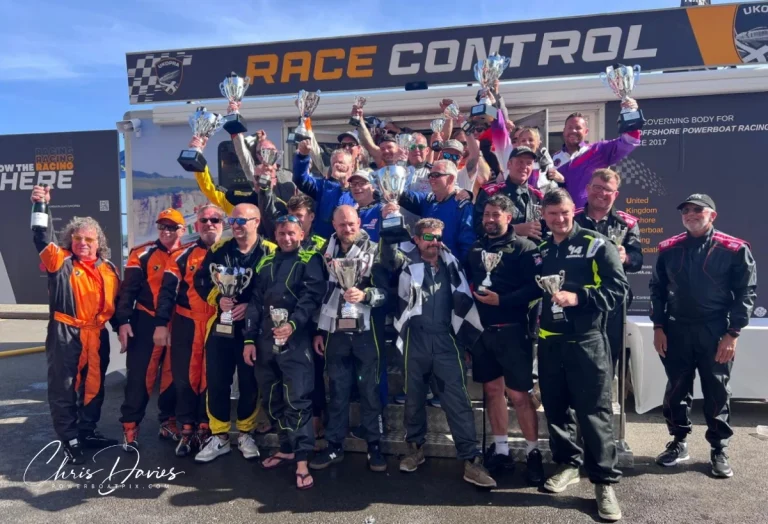Poole Bay 100 2026 podium and class winners at Race Control, Poole Quay