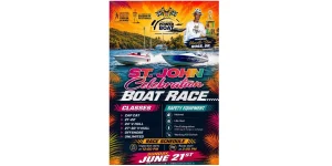 St. John Celebration Boat Race 2026 poster honouring Glenville Slim Ross Sr.