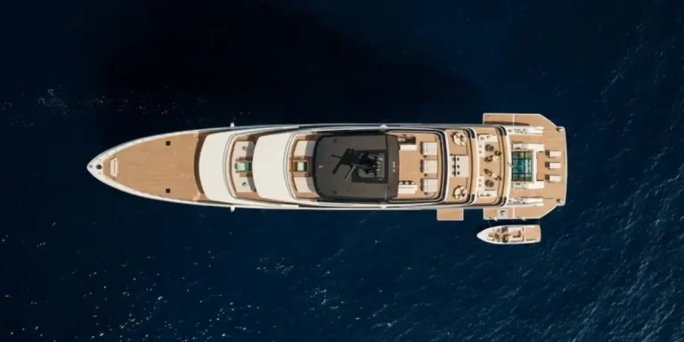 Sanlorenzo 74Steel superyacht Silver Fox, aerial view