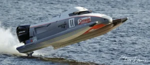 Bimba Sjoholm airborne at the UIM F2 Grand Prix of Portugal 2020 Photo: Chris Davies / Powerboatpix.com