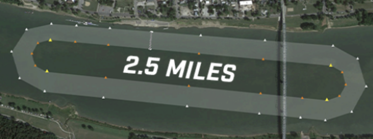 Madison Regatta 2.5-mile Ohio River race course map for the 2026 APBA Gold Cup