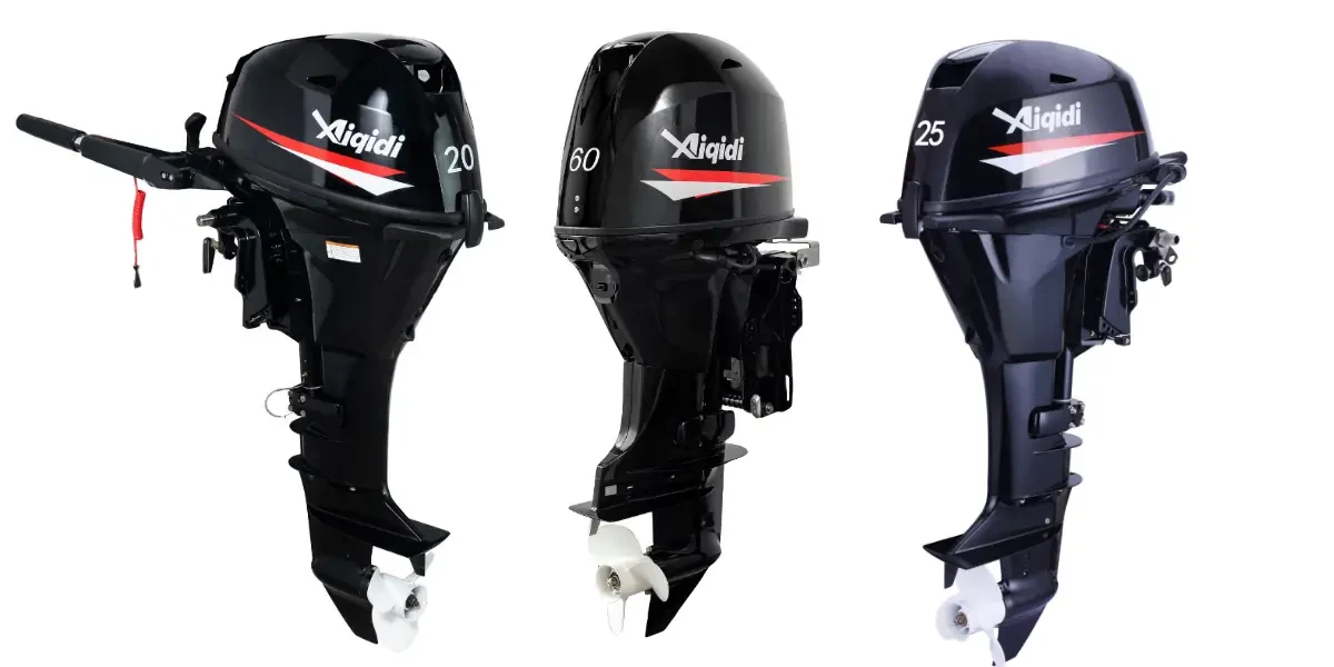 Aiqidi outboard motors, including the 60hp F60 four-stroke, 20hp and 25hp models