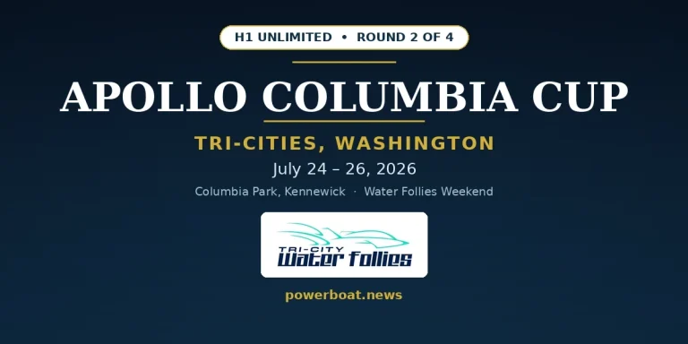 Apollo Columbia Cup 2026 H1 Unlimited hydroplane racing in Tri-Cities, Washington, July 24-26