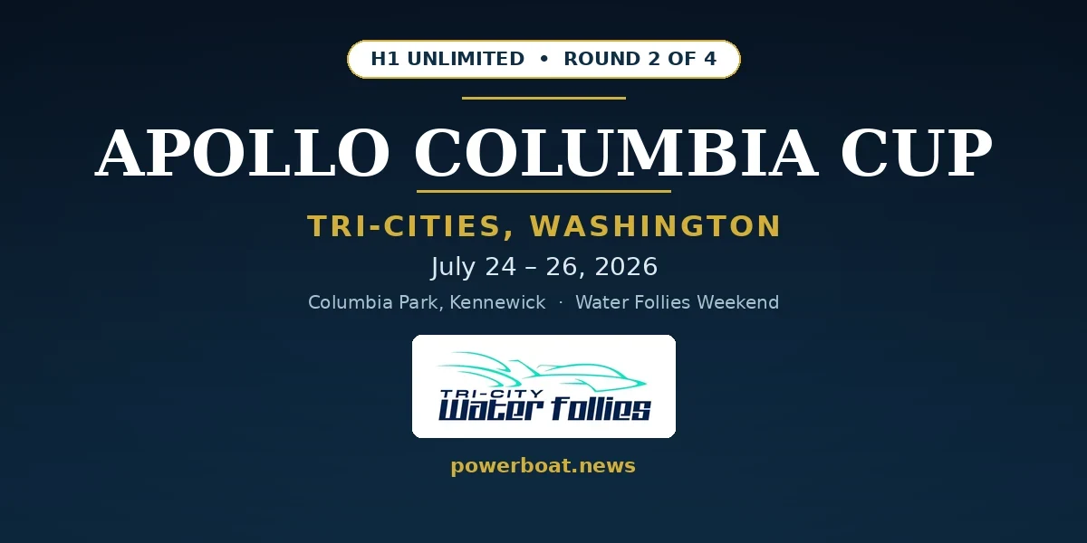 Apollo Columbia Cup 2026 H1 Unlimited hydroplane racing in Tri-Cities, Washington, July 24-26