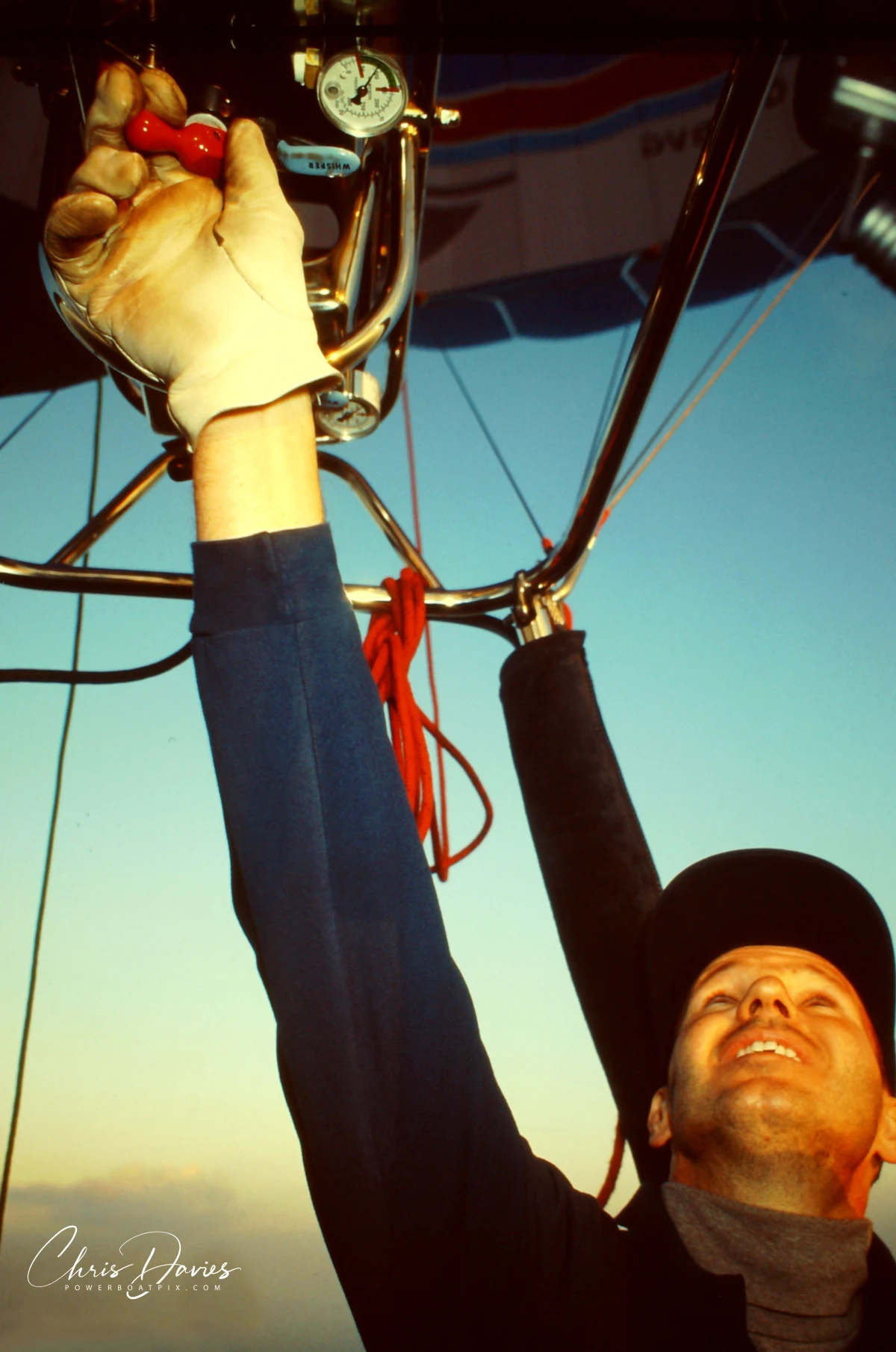 Danny Bertels flying his Valvoline-backed hot air balloon over Belgium, 1997