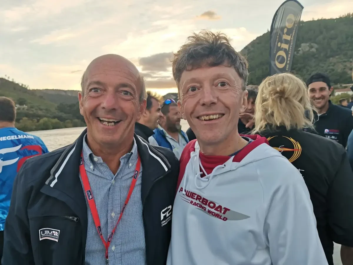 Giacomo Borgonovi with John Moore at the F1H2O Grand Prix of Portugal, 2020