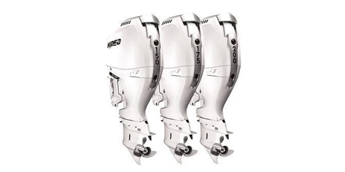 Hidea EF150, EF175 and EF200 outboard motors shown side by side