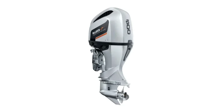Honda McLaren Performance M300 outboard engine studio shot