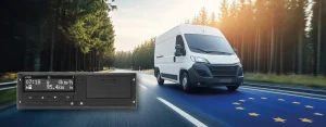 VDO smart tachograph unit with a van on a European road