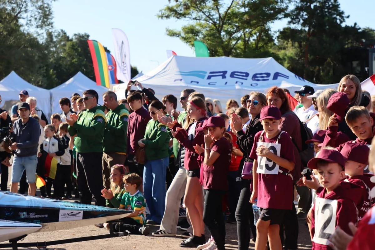 Pilots and supporters cheer at the Formula Future World Championship opening day in Kaunas