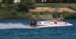 Marit Stromoy, Stromoy Racing, boat number 50, promoted to third place at the F1H2O Grand Prix of Kyrgyzstan 2026
