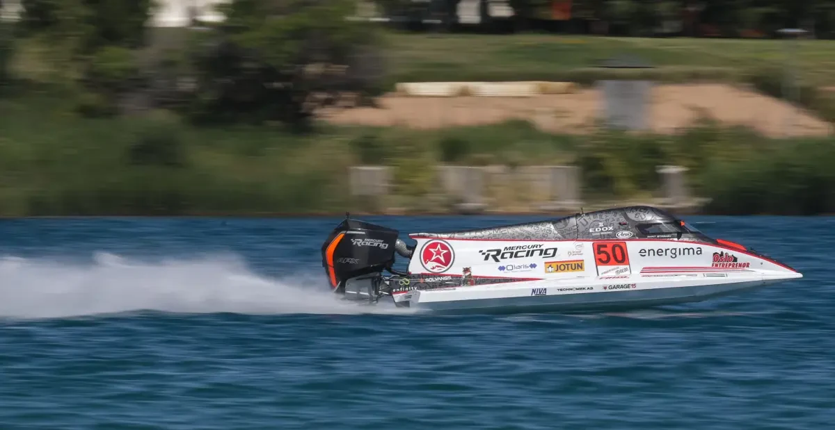 Marit Stromoy, Stromoy Racing, boat number 50, promoted to third place at the F1H2O Grand Prix of Kyrgyzstan 2026