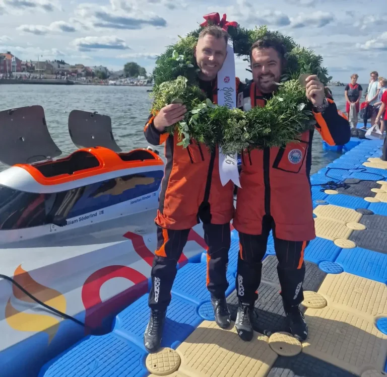 William Söderlind and Jonatan Rindar celebrate overall victory at Roslagsloppet 2026