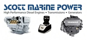 Scott Marine Power logo, high performance diesel engines, transmissions and generators