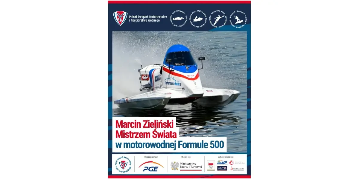 Marcin Zielinski F-500 World Champion 2026, PZMWiNW graphic