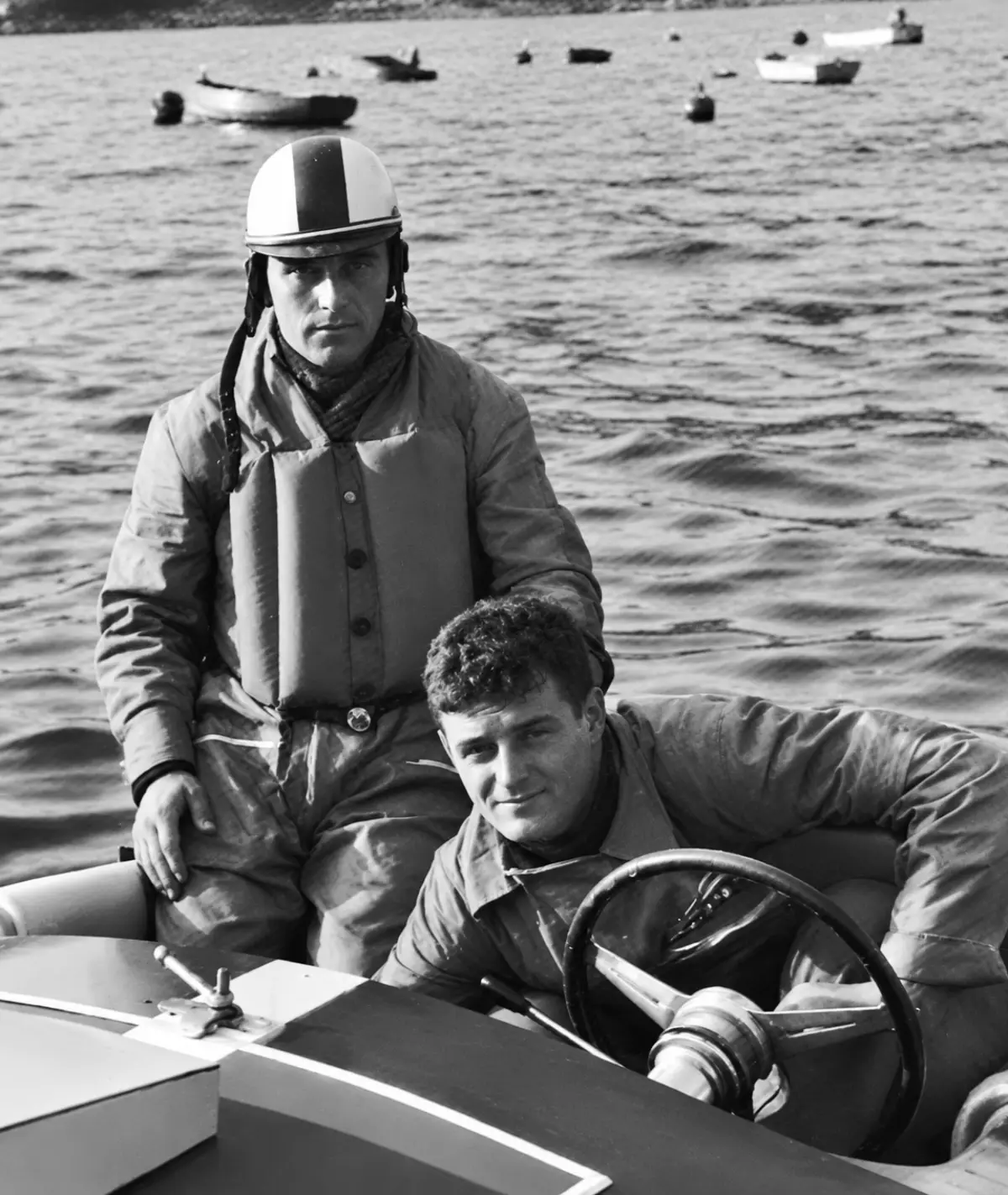 Tullio Abbate with his co-pilot Silvano on their racing boat