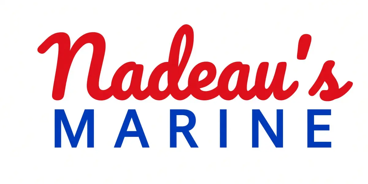 Boat dealership lot at Nadeau's Marine in Litchfield, Maine