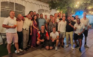 Adam Wrenkler celebrates the 2026 UIM F4 World Championship with family and friends in Italy